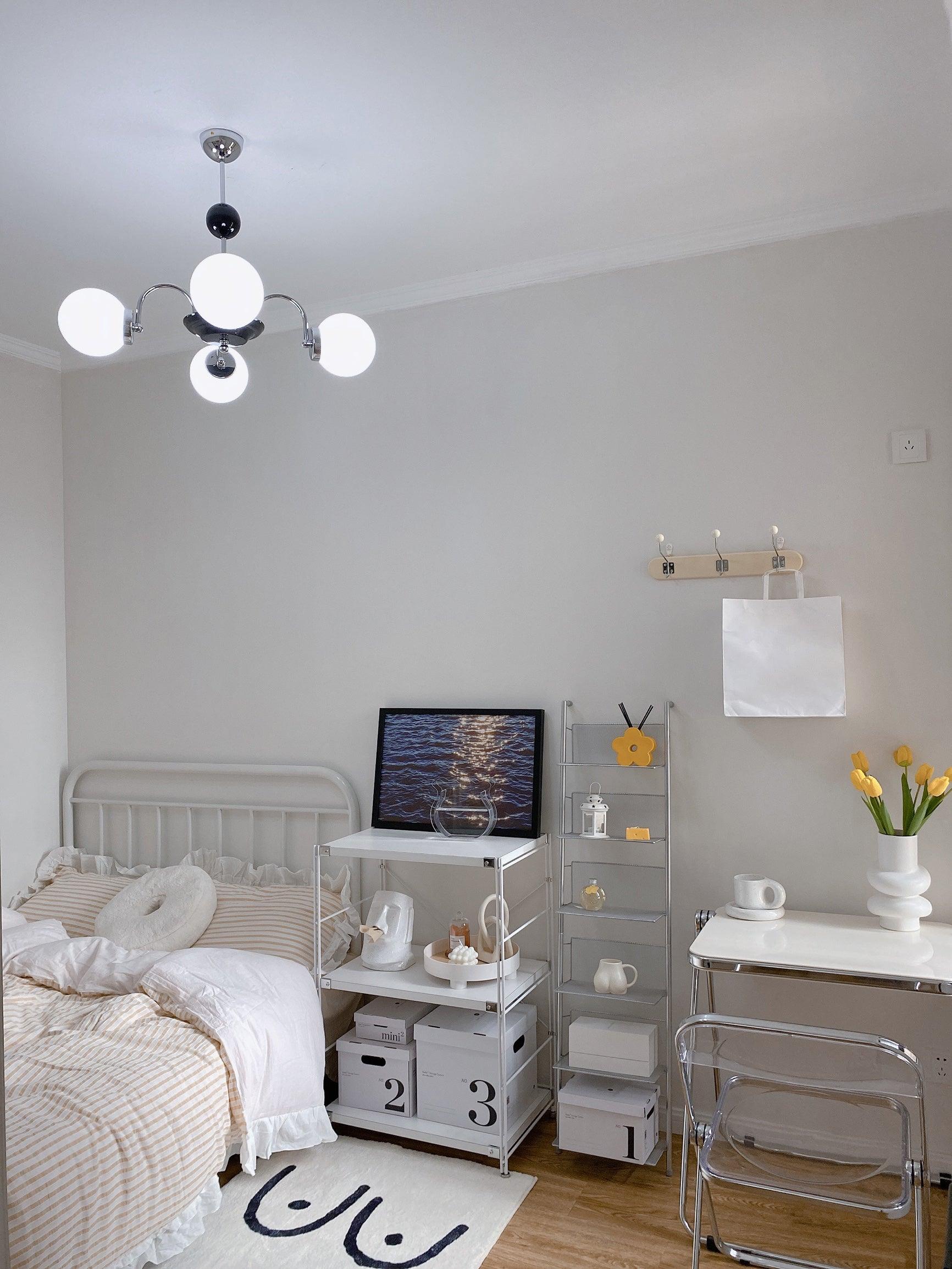 Lustra Chandelier Cadre en Tige et Blanc - Neutralighting