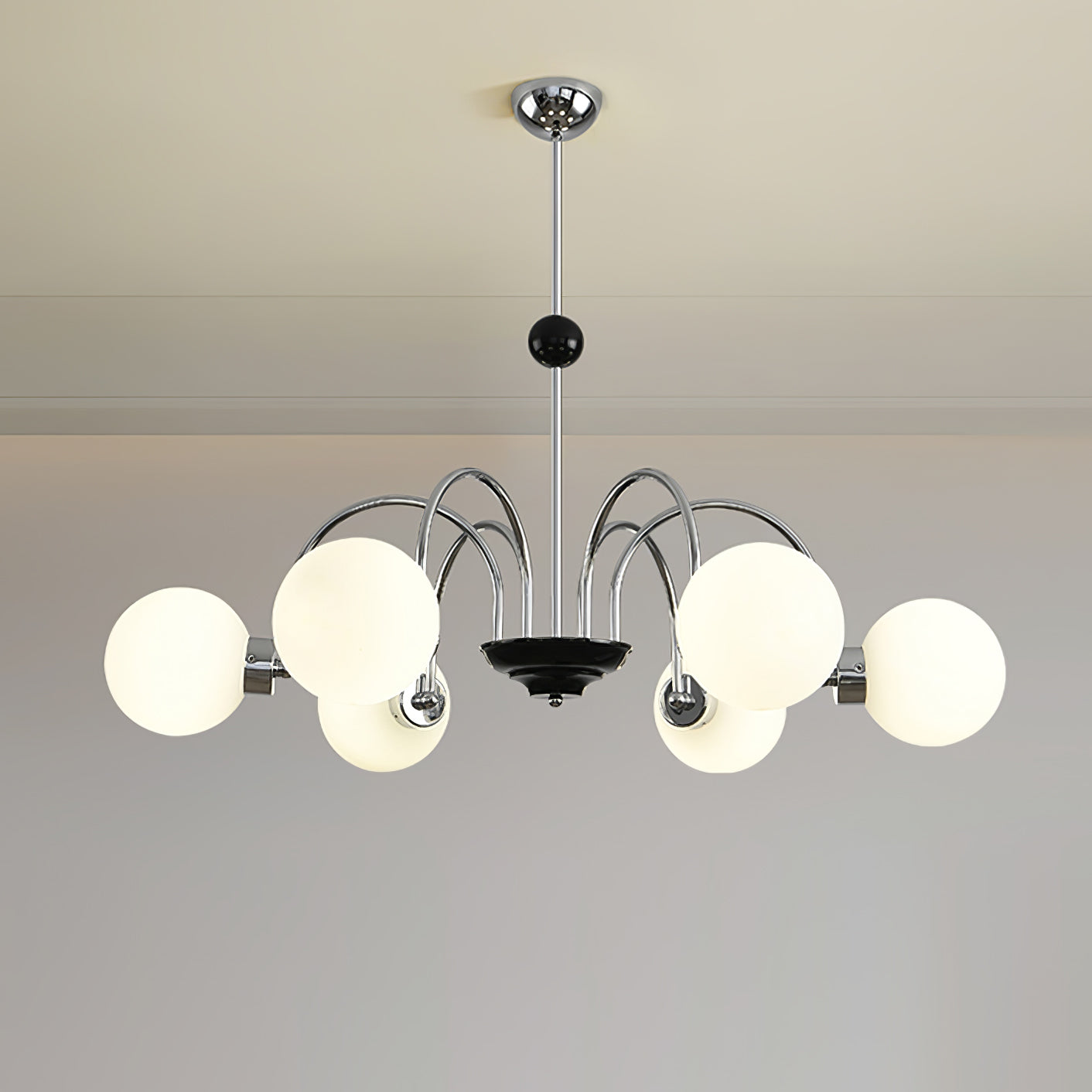 Lustra Chandelier Cadre en Tige et Blanc - Neutralighting