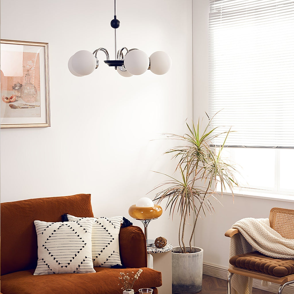 Lustra Chandelier Cadre en Tige et Blanc - Neutralighting