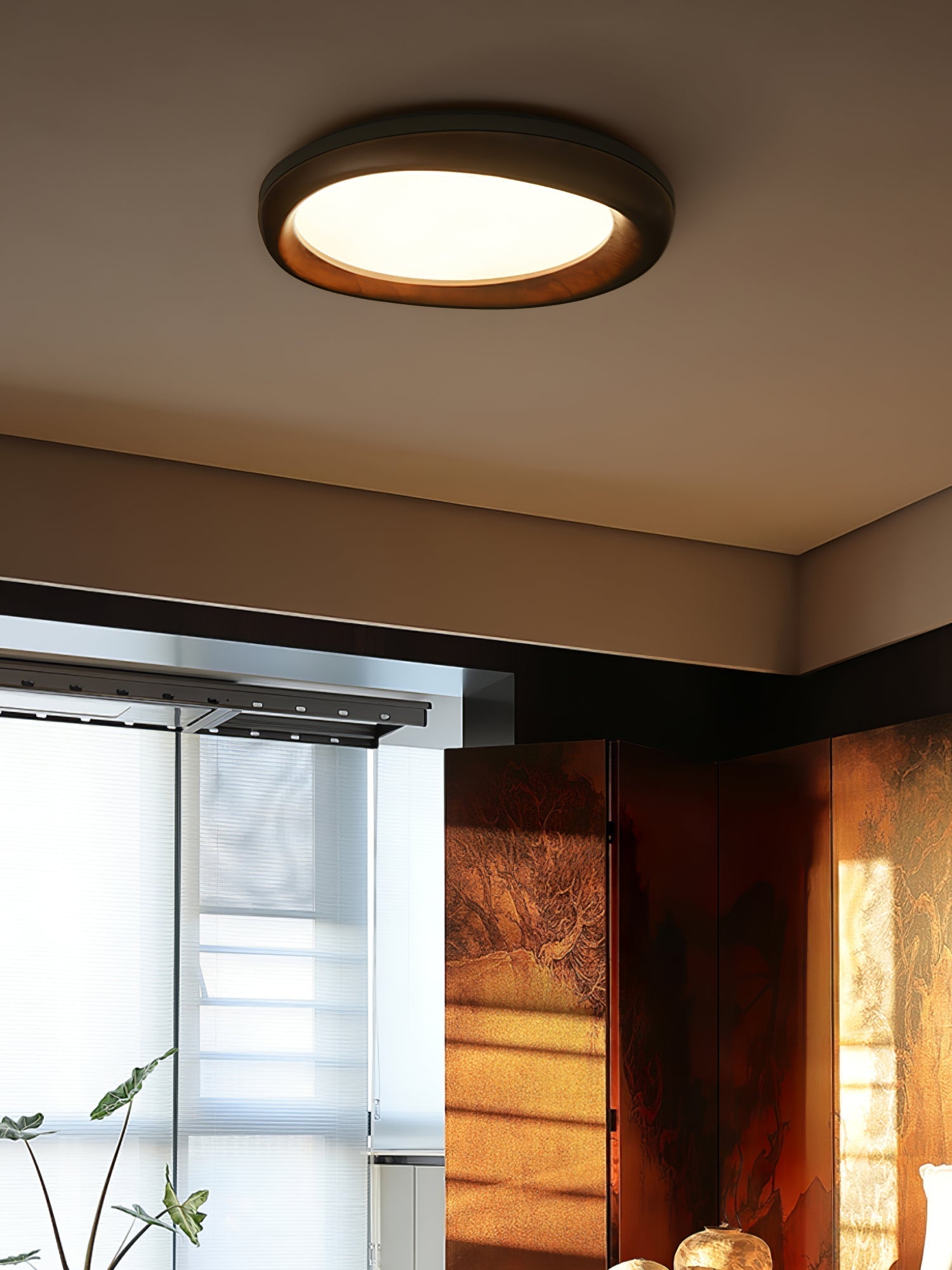 Eurtheara Plafonnier Bois Verre Organique - Neutralighting