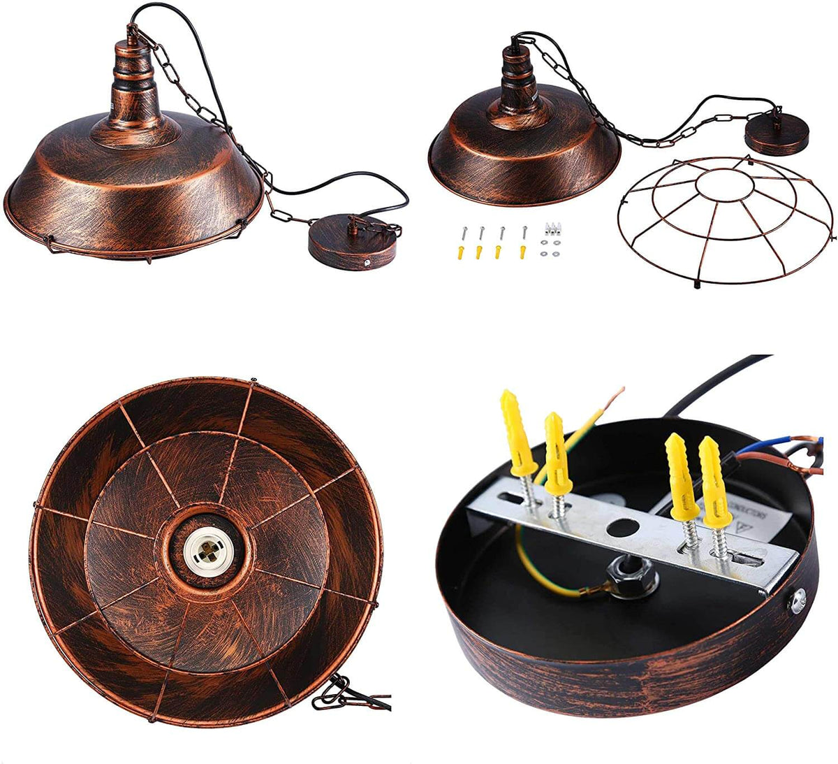 Epoch Suspension Dôme Industriel, Métal, Noir/Rouille, Salon - Neutralighting