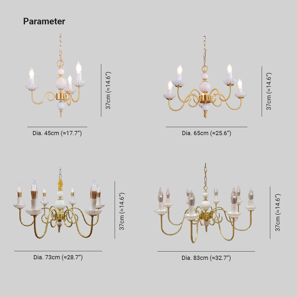 Silva Vintage LED Bougie Lustre Brasse à Céramique Salon - Neutralighting