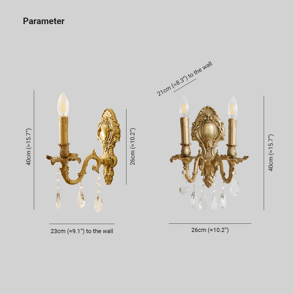Silva Luxe Vintage LED Intérieur Applique Murale Métal Cristal Salon Couloir - Neutralighting