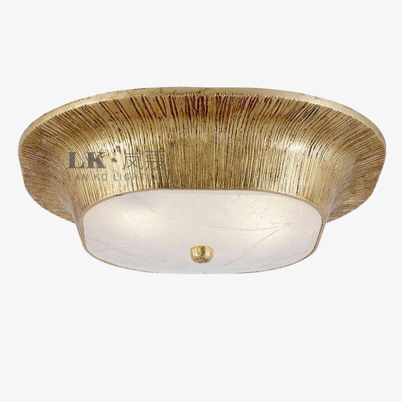 Plafonnier — Design LED en métal doré style rétro