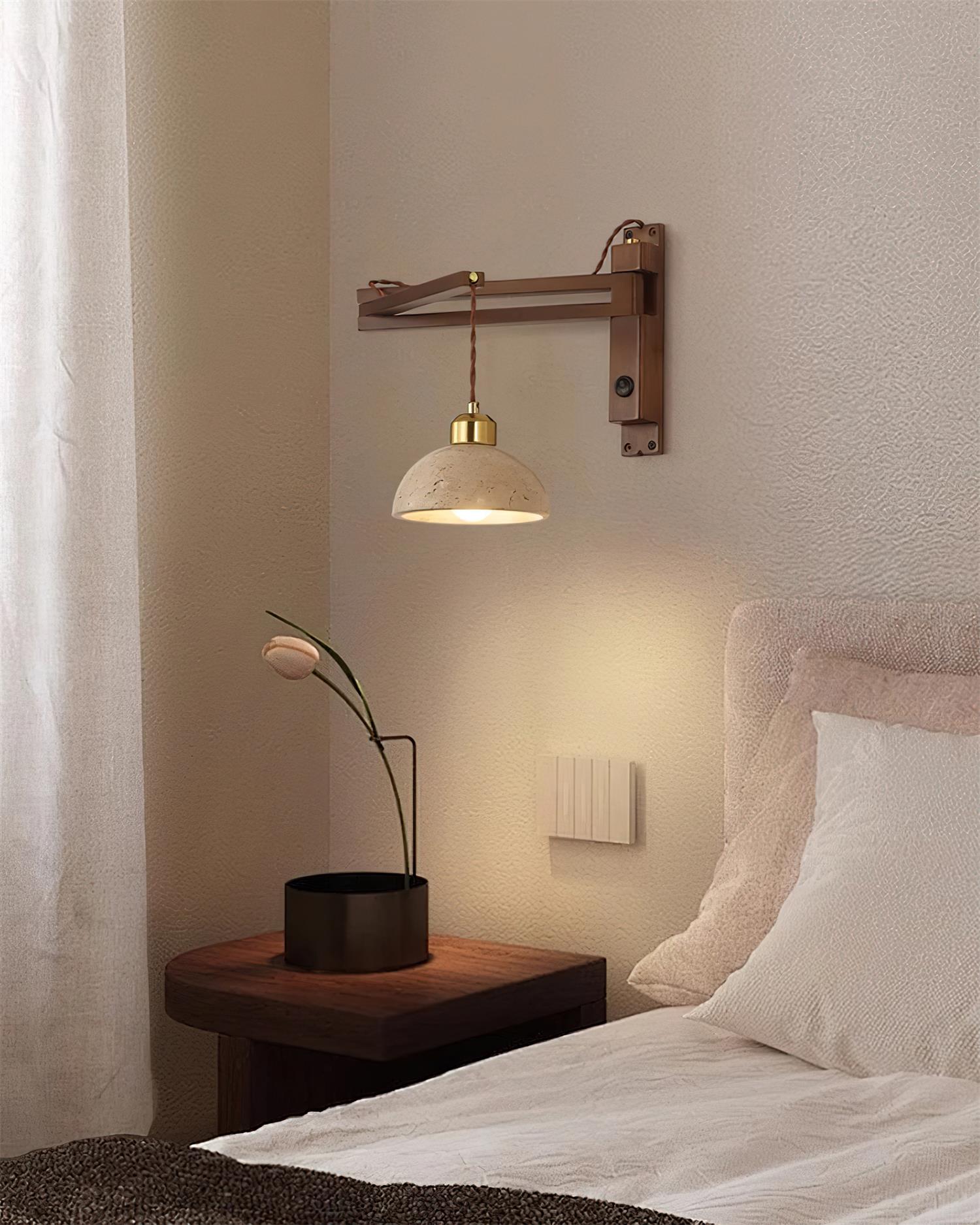 Applique Murale avec Abat-jour Cylindre en Travertin pour Ambiance Minimaliste - Neutralighting