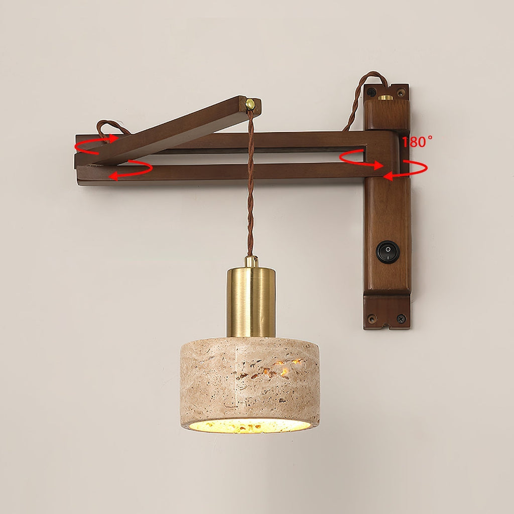 Applique Murale avec Abat-jour Cylindre en Travertin pour Ambiance Minimaliste - Neutralighting