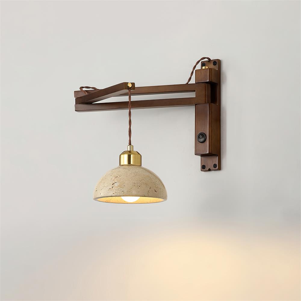 Applique Murale avec Abat-jour Cylindre en Travertin pour Ambiance Minimaliste - Neutralighting