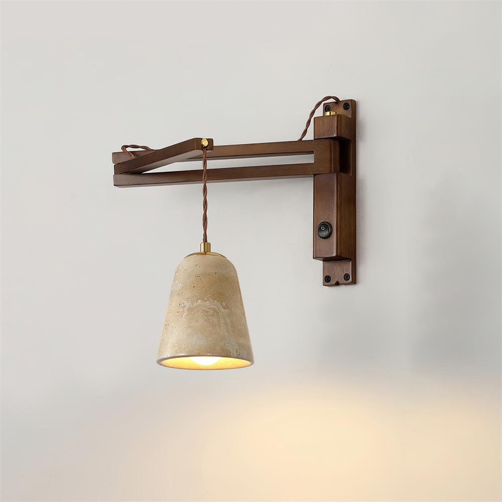 Applique Murale avec Abat-jour Cylindre en Travertin pour Ambiance Minimaliste - Neutralighting