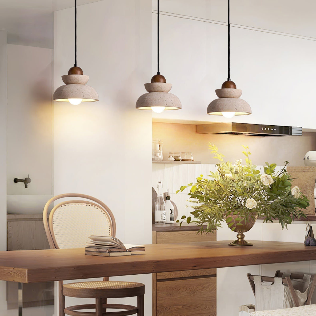 Zophaos Étagé-Cloche Travertin Pendentif Lumière - Neutralighting