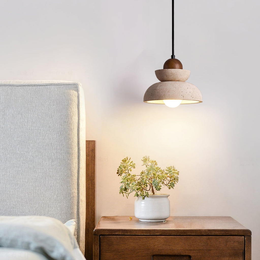 Zophaos Étagé-Cloche Travertin Pendentif Lumière - Neutralighting