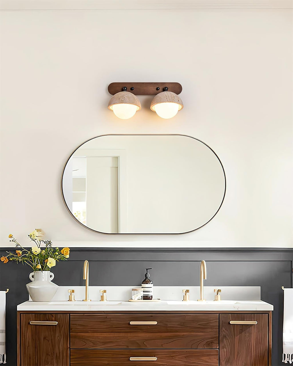 Gavilo Applique Murale Double en Travertin - Neutralighting