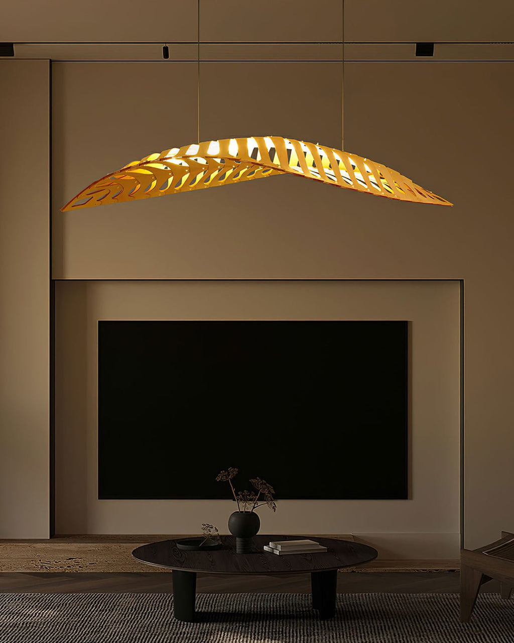 Veliren Lampe Suspendue Feuille Bois - Neutralighting