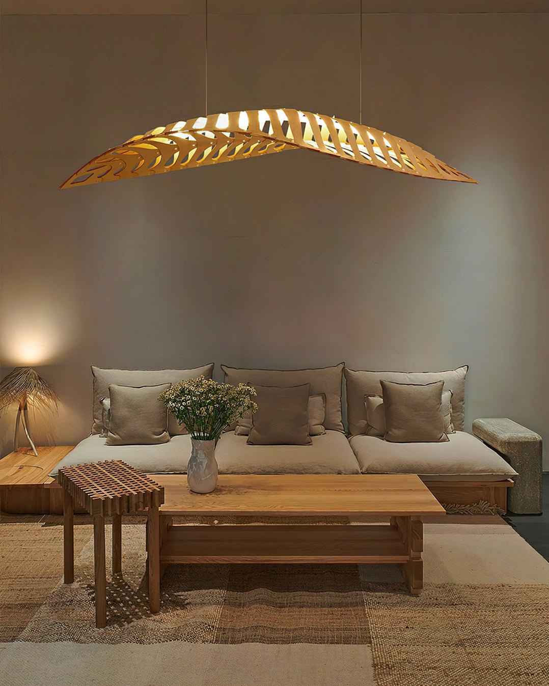 Veliren Lampe Suspendue Feuille Bois - Neutralighting