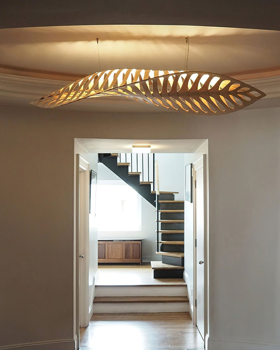 Veliren Lampe Suspendue Feuille Bois - Neutralighting