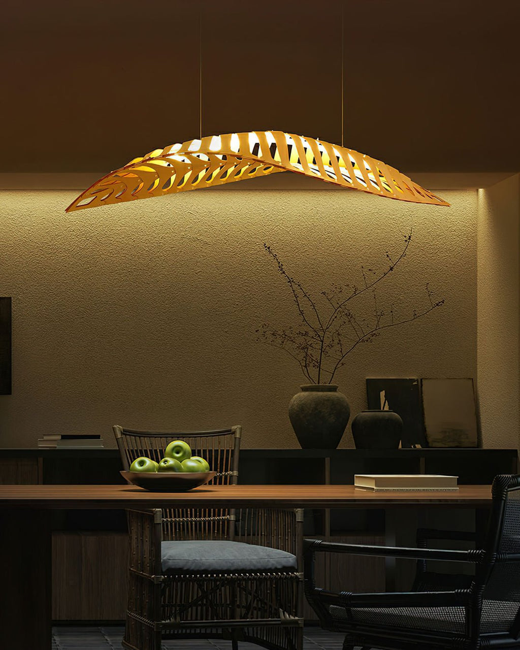 Veliren Lampe Suspendue Feuille Bois - Neutralighting