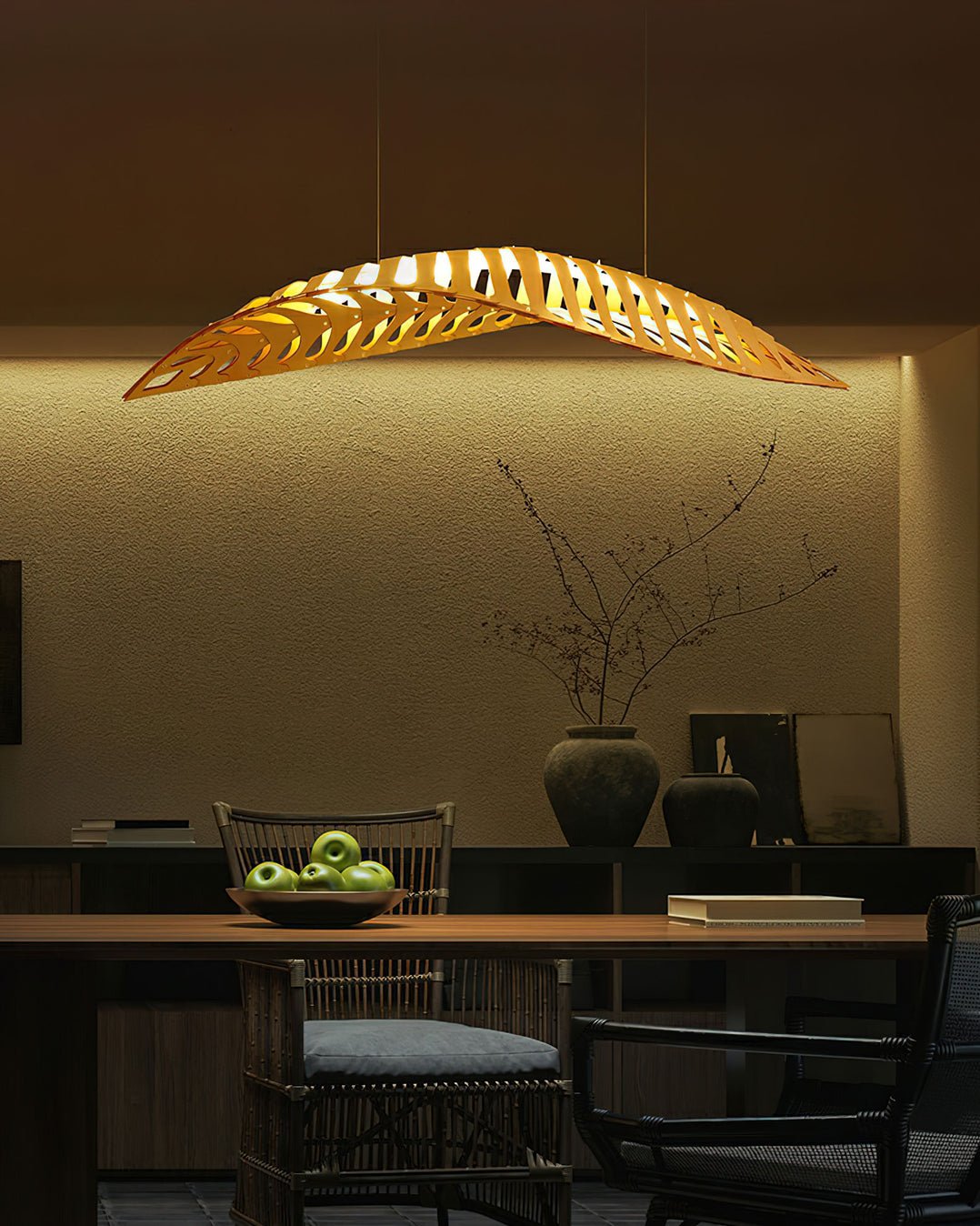 Veliren Lampe Suspendue Feuille Bois - Neutralighting