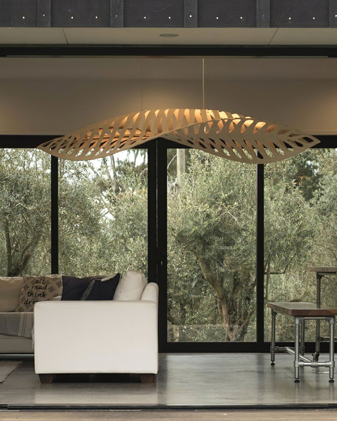 Veliren Lampe Suspendue Feuille Bois - Neutralighting