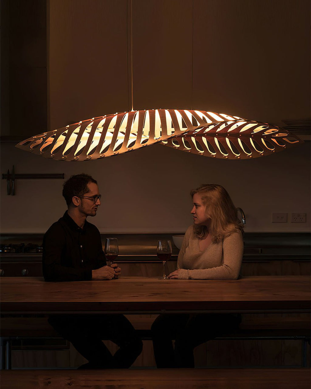 Veliren Lampe Suspendue Feuille Bois - Neutralighting