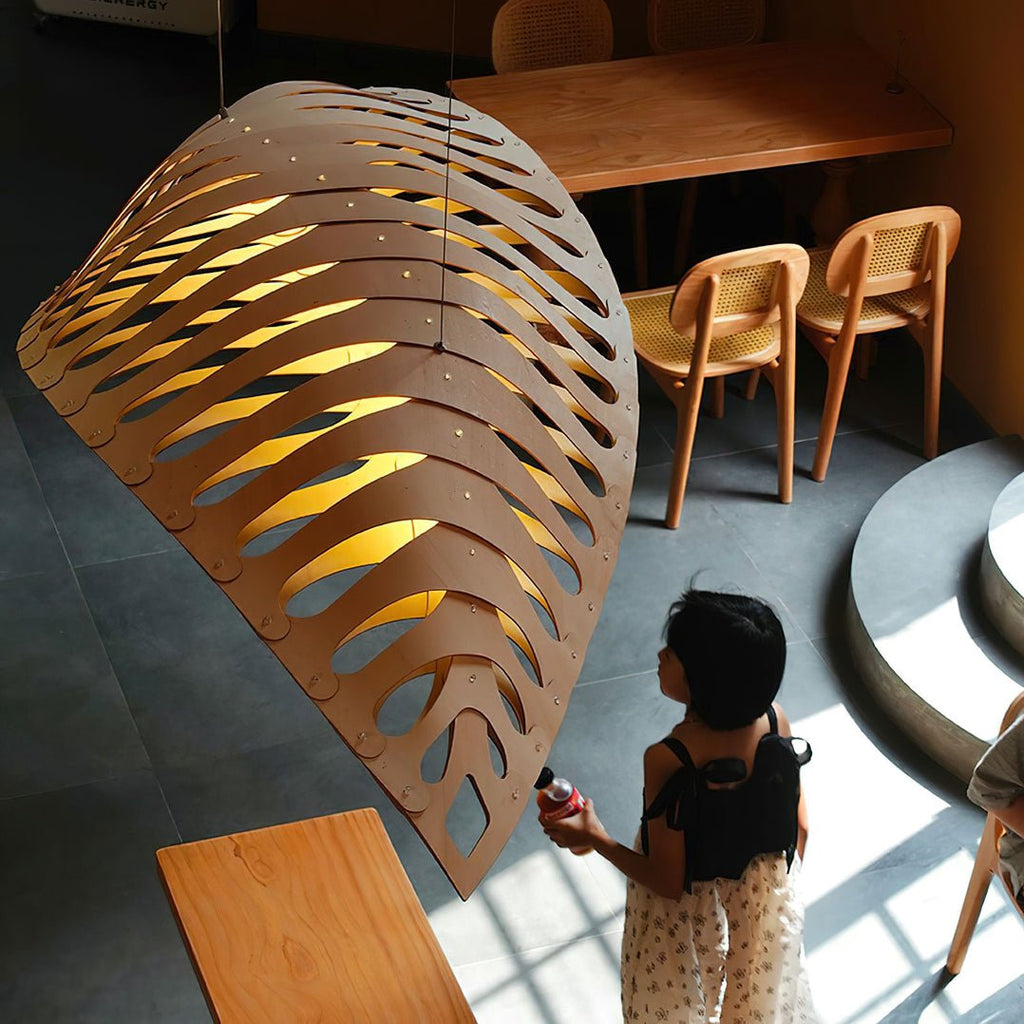 Veliren Lampe Suspendue Feuille Bois - Neutralighting