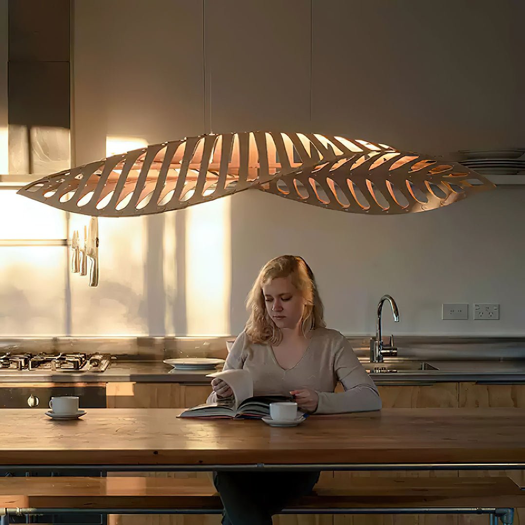Veliren Lampe Suspendue Feuille Bois - Neutralighting
