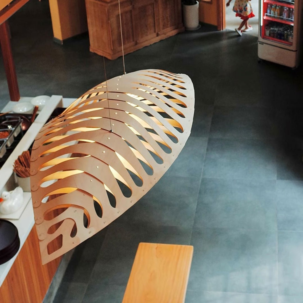 Veliren Lampe Suspendue Feuille Bois - Neutralighting