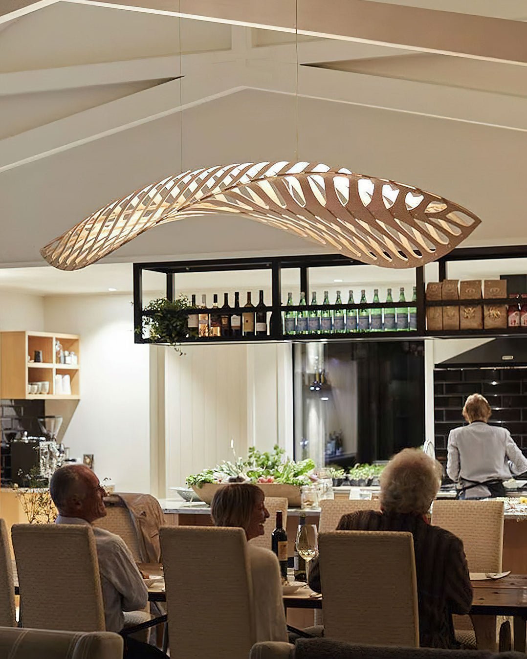 Veliren Lampe Suspendue Feuille Bois - Neutralighting