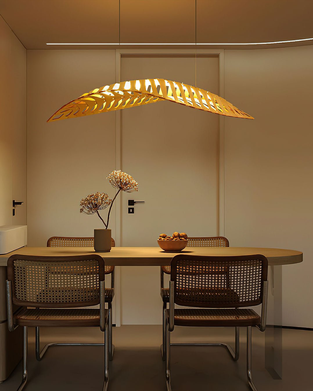Veliren Lampe Suspendue Feuille Bois - Neutralighting