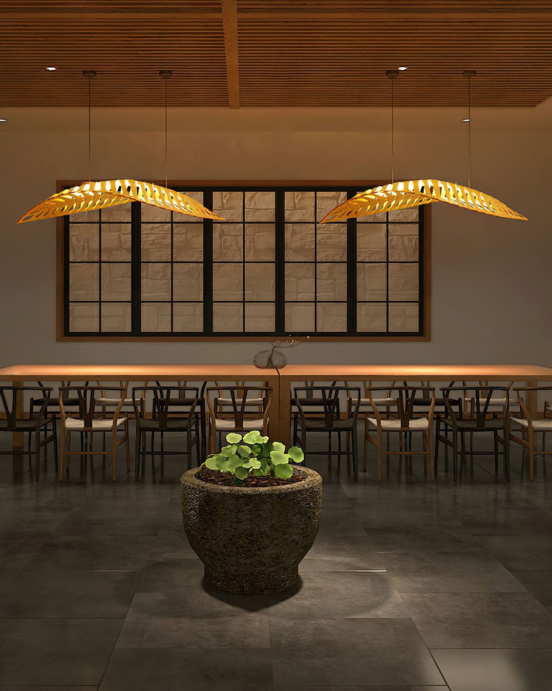 Veliren Lampe Suspendue Feuille Bois - Neutralighting