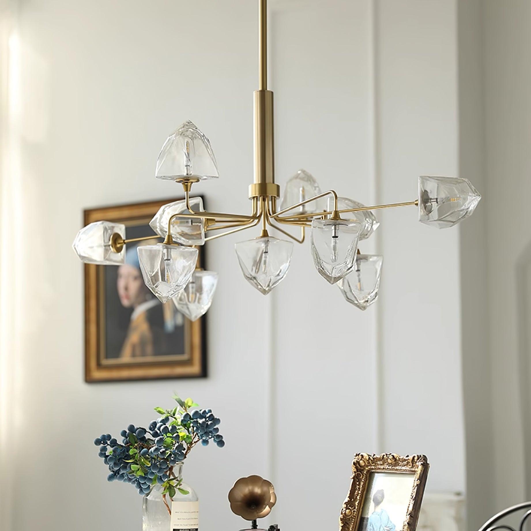 Zevin Lustre Abat-jours en Verre Facetté Bras en Laiton Artisanal - Neutralighting