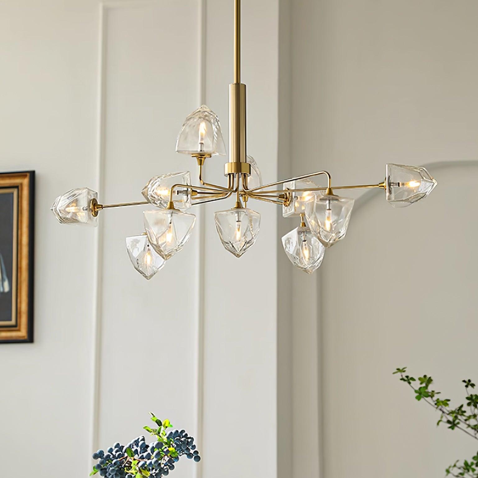 Zevin Lustre Abat-jours en Verre Facetté Bras en Laiton Artisanal - Neutralighting