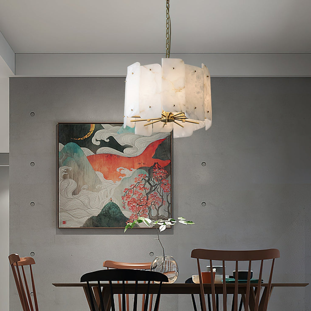 Zoe Lustre Albâtre Superposé Luxe Postmoderne - Neutralighting