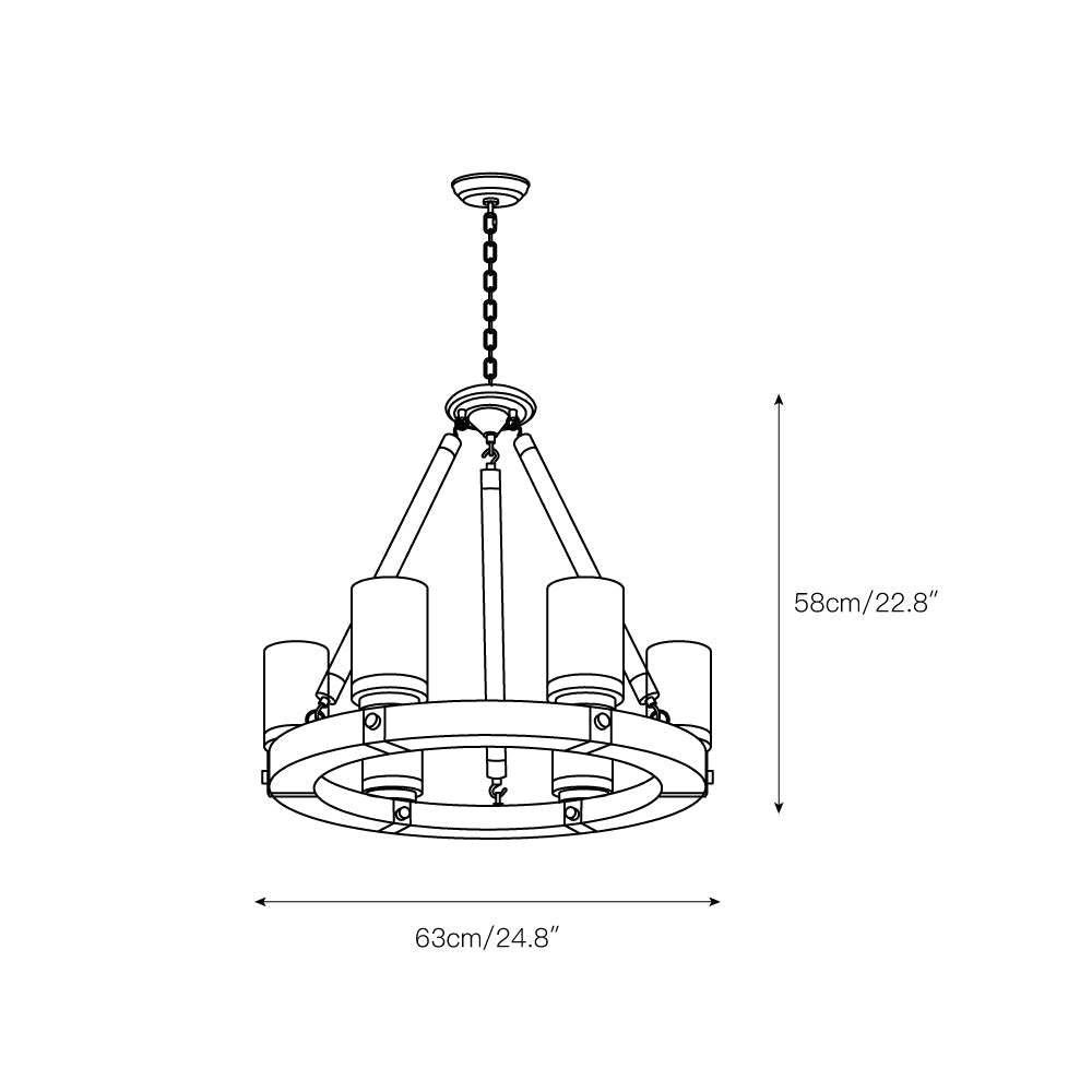 Zomiria Lustre Industriel Vintage Roue De Chariot En Bois - Neutralighting
