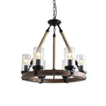 Zomiria Lustre Industriel Vintage Roue De Chariot En Bois - Neutralighting