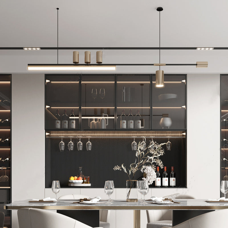 Ray Suspension Linéaire Moderne, Métal, Doré, Salon - Neutralighting