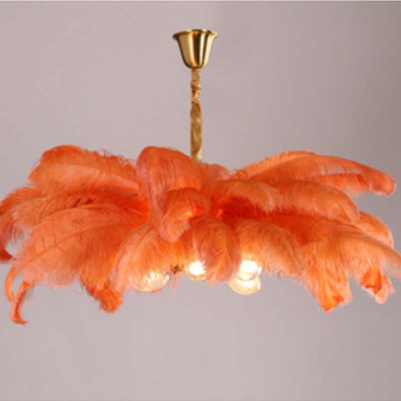 O'Moore Suspension Fleur Moderne, Cuivre/Plume, 8 Couleur, Salon - Neutralighting