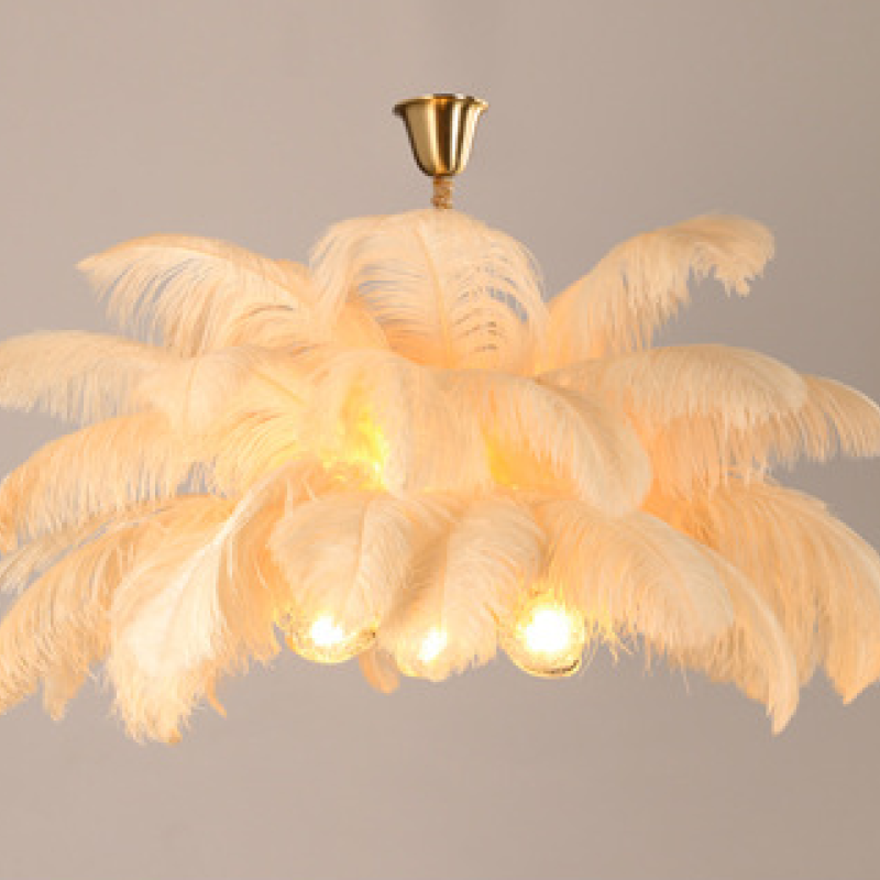 O'Moore Suspension Fleur Moderne, Cuivre/Plume, 8 Couleur, Salon - Neutralighting