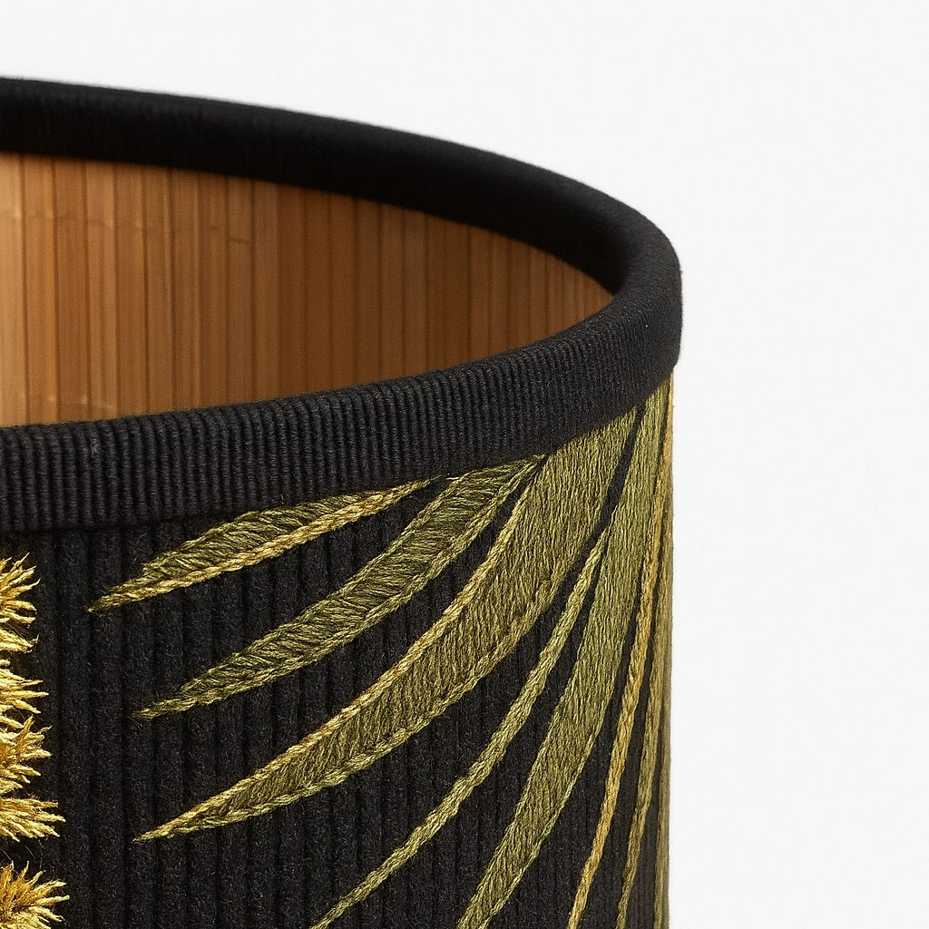 Abat-jour Tambour style bambou - Black bird