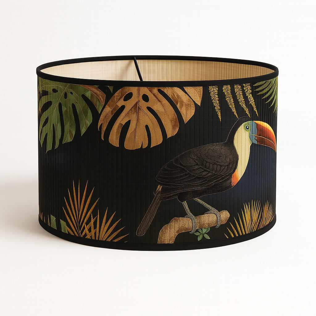 Abat-jour Tambour style bambou - Black bird