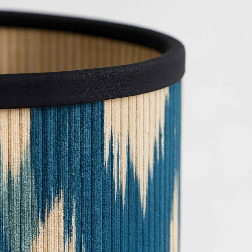 Abat-jour Tambour en bambou - Blue diamond