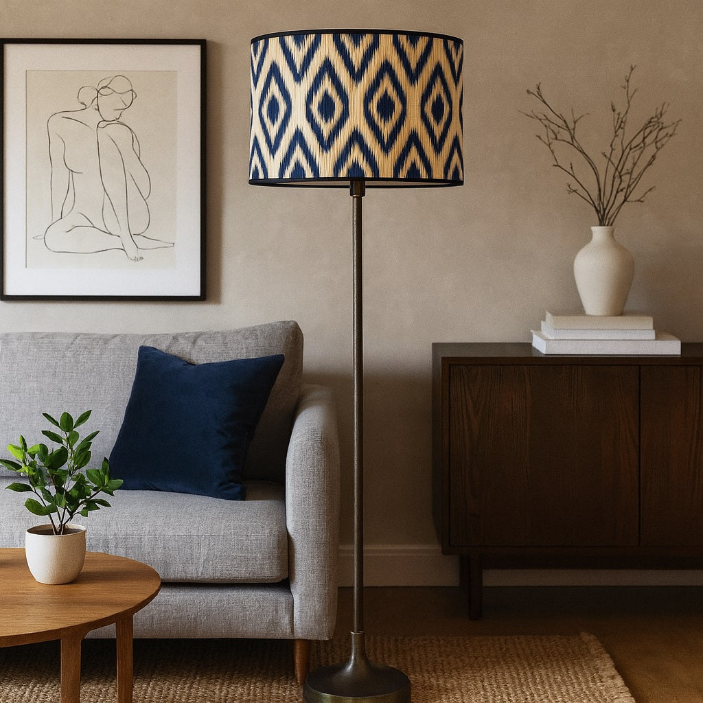Abat-jour Tambour en bambou - Blue form