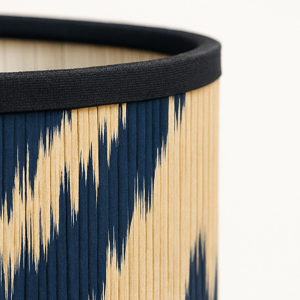 Abat-jour Tambour en bambou - Blue form