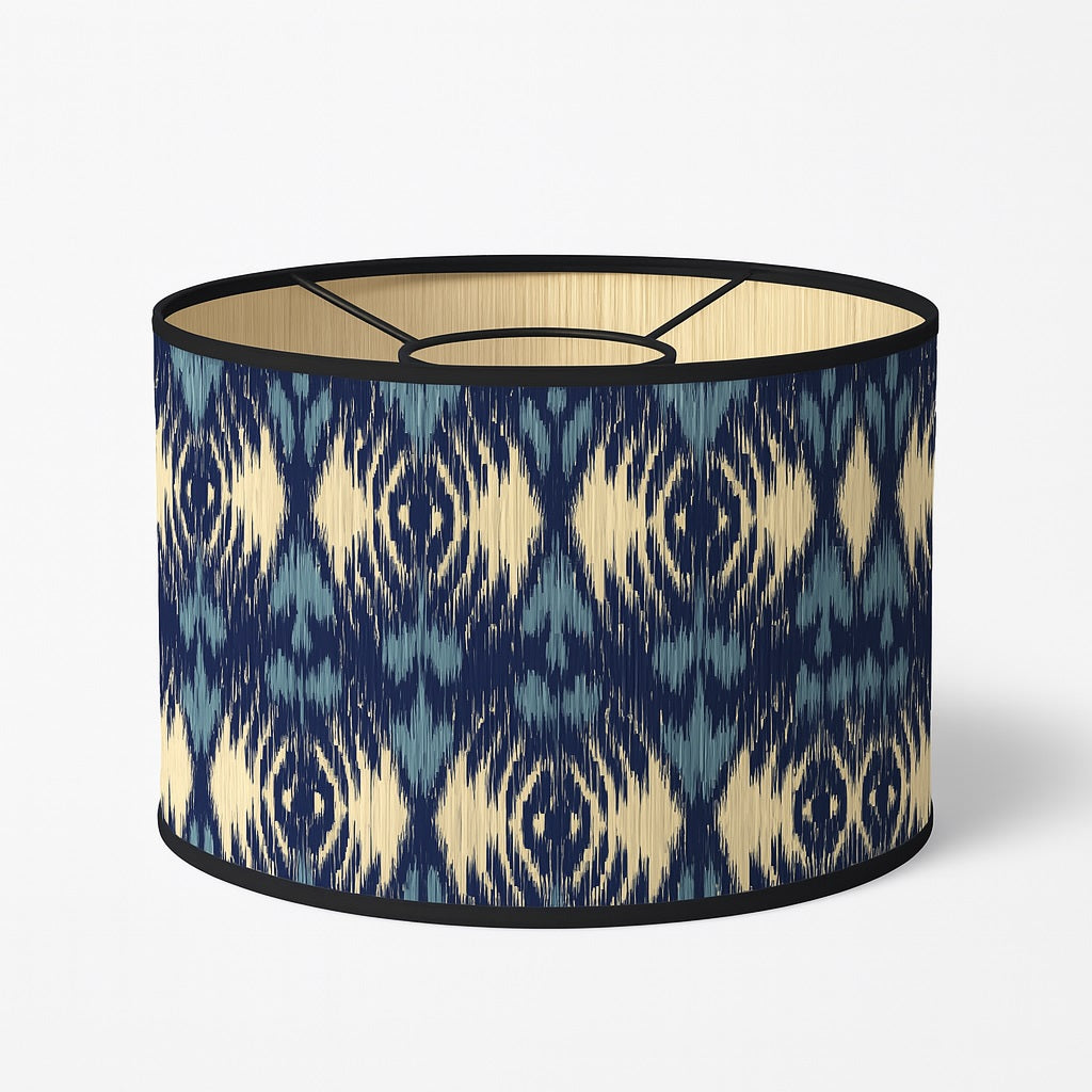 Abat-jour Tambour en bambou - Blue spades
