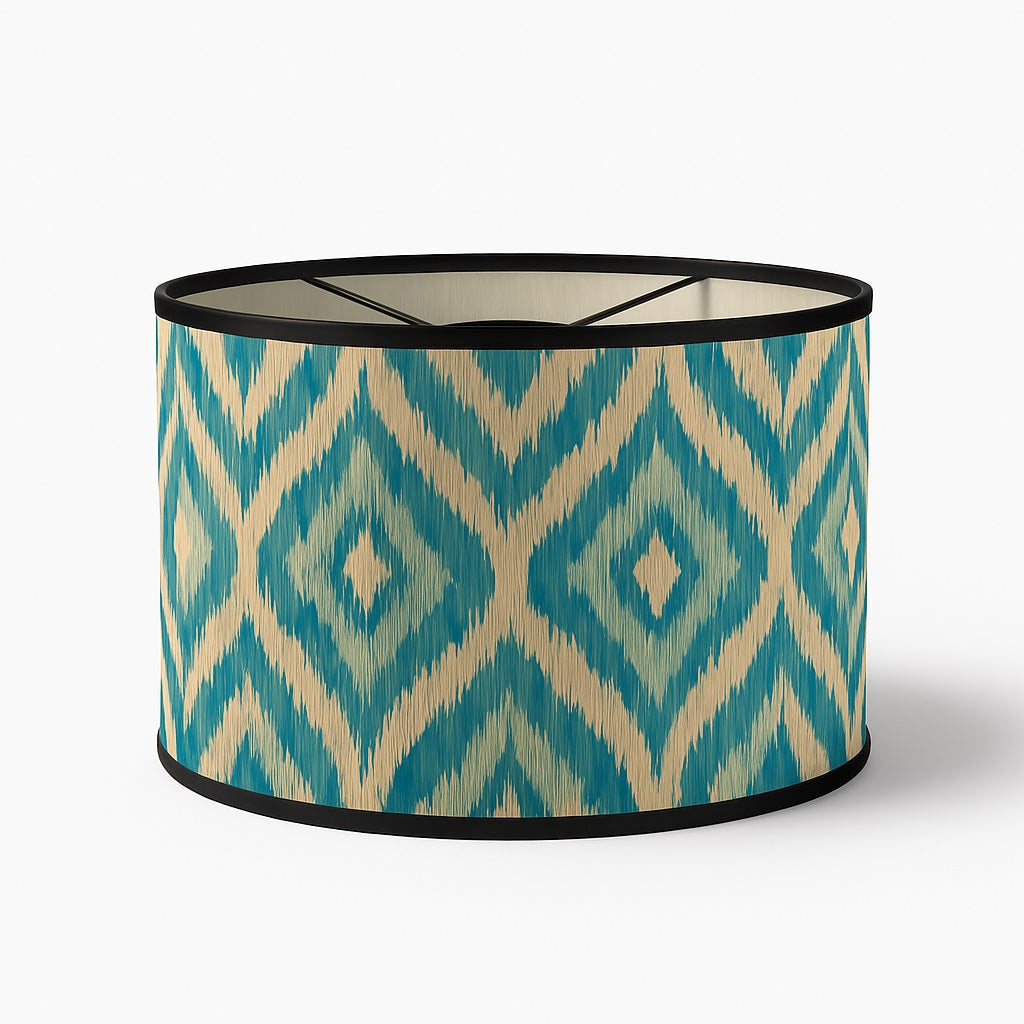 Abat-jour Tambour en bambou - Blue wave