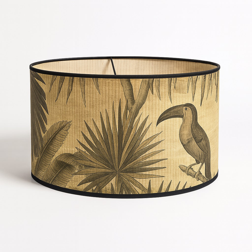Abat-jour Tambour style bambou - Grey bird