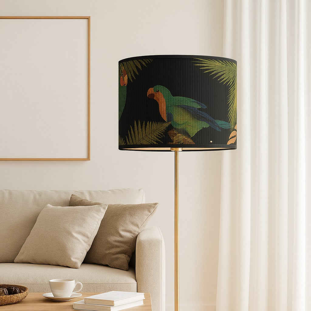 Abat-jour Tambour style bambou - Perroquet