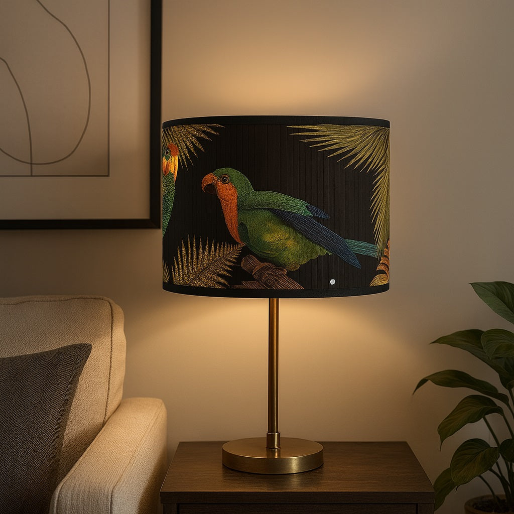 Abat-jour Tambour style bambou - Perroquet