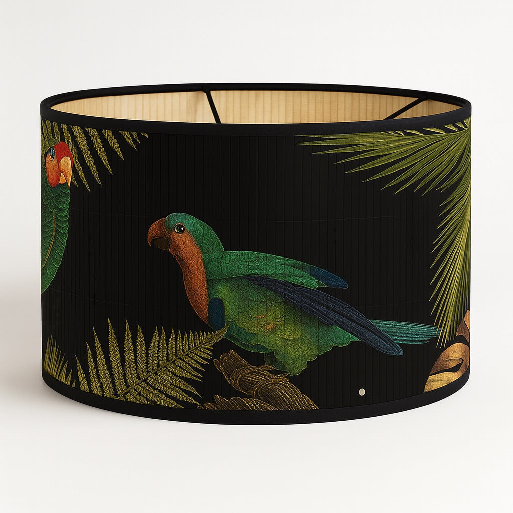 Abat-jour Tambour style bambou - Perroquet
