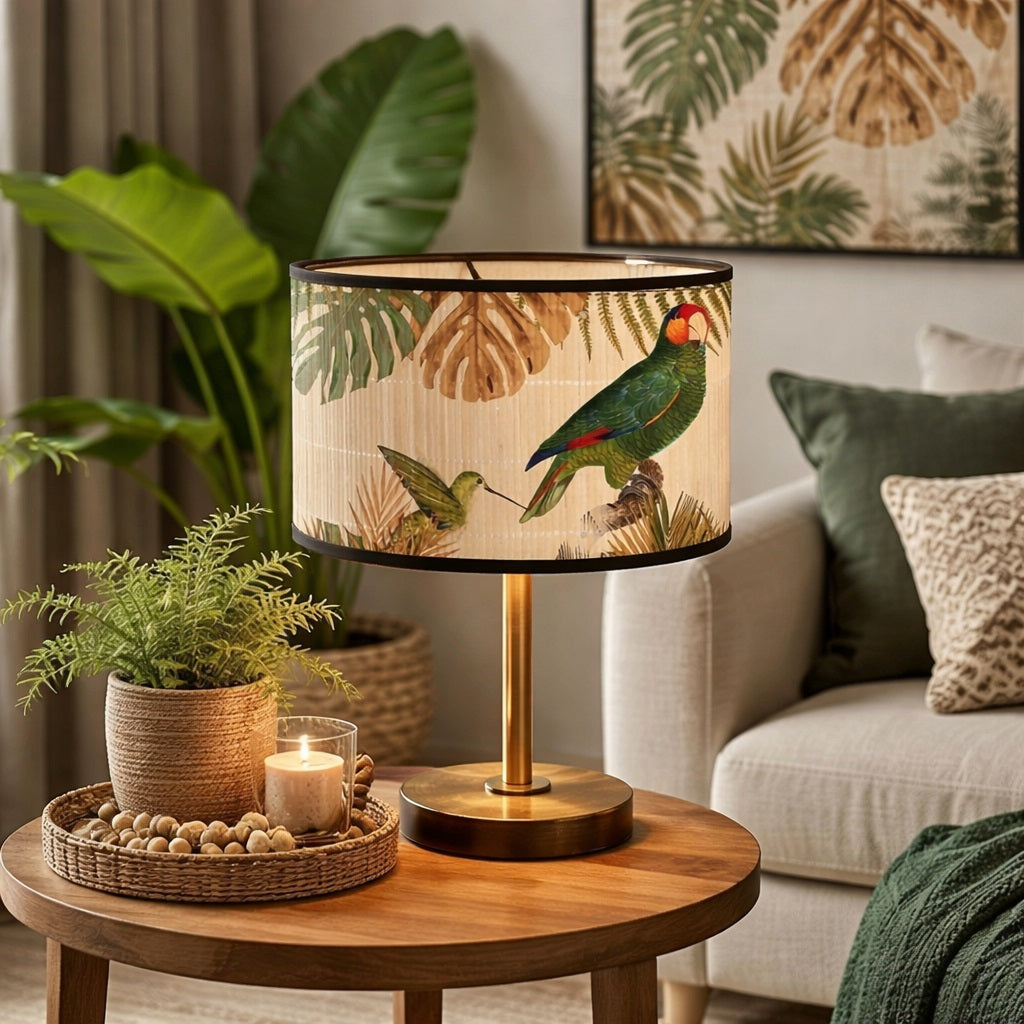 Abat-jour Tambour style bambou - Tropical