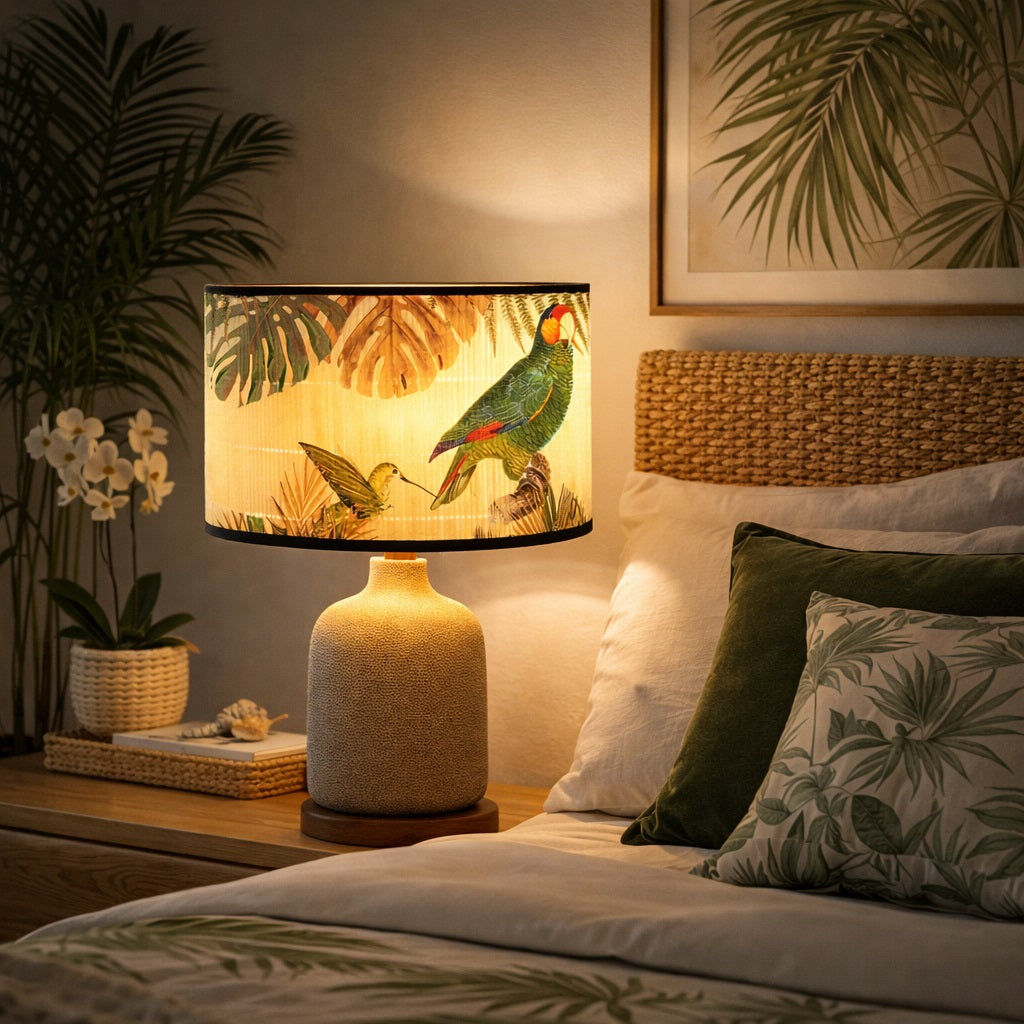 Abat-jour Tambour style bambou - Tropical