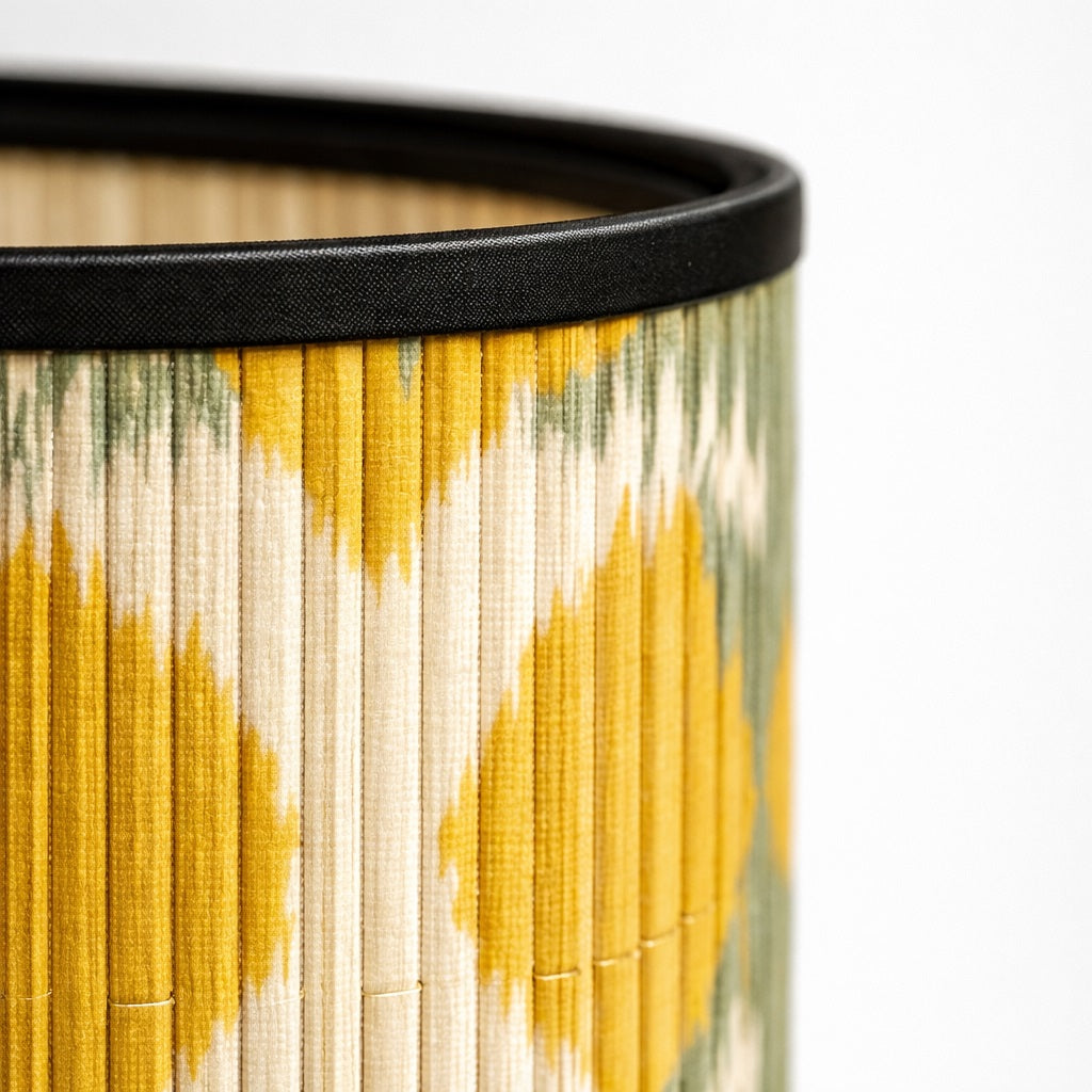 Abat-jour Tambour en bambou - Yellow circle
